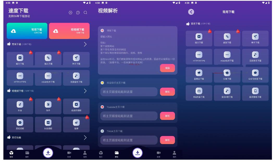速度下载 v1.2.2 聚合解析下载支持短视频解析下载